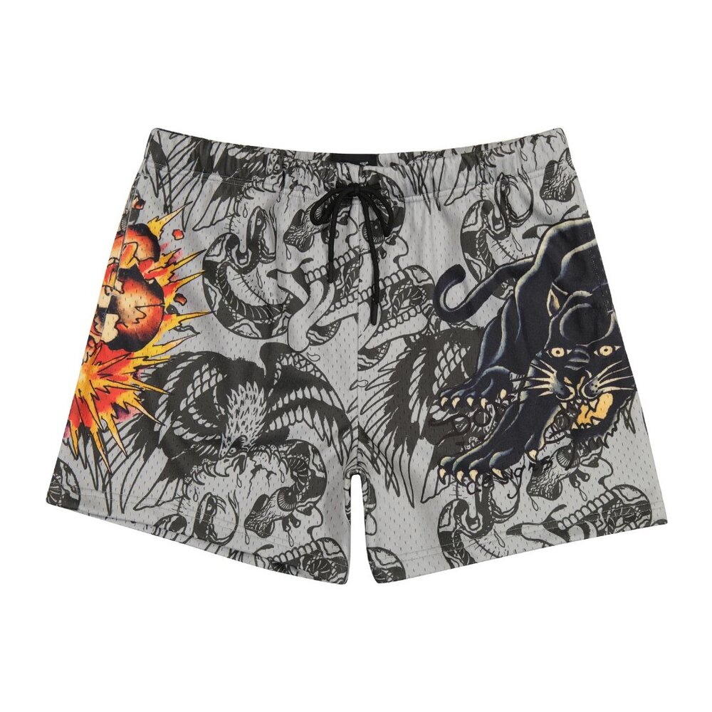 Men's Shorts XXL-  Ed Hardy Mesh Basketball Skull Panther Snake Graphic Logo NWT